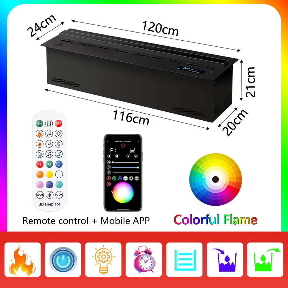 Electric Fireplace Intelligent Indoor Electric Water Vapor Smart Steam LED FlameTV Fireplace Decoration 3D Water Vapour Electric Fireplace