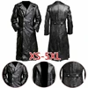 MEN'S GERMAN CLASSIC WW2 MILITARY UNIFORM OFFICER BLACK  LEATHER TRENCH COAT 1