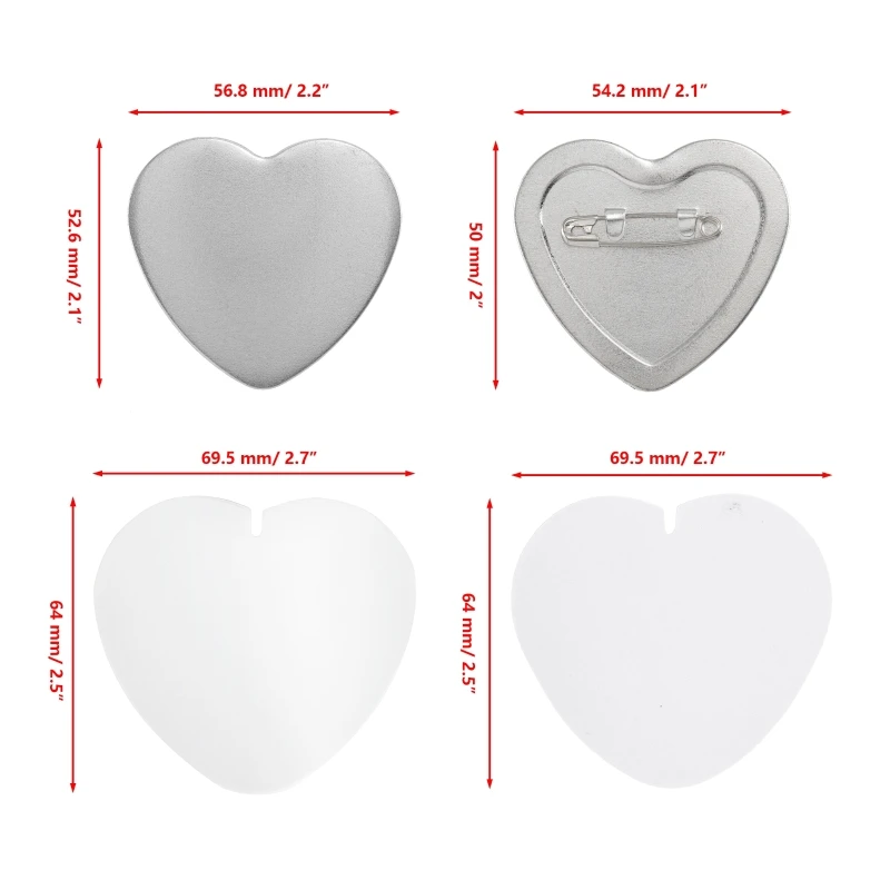 57x53mm Pink Green Button Badge Maker Machine Interchangeable Die Mould Heart Shape Badge Punching Die DIY Badges Birthday Gifts badge maker molds