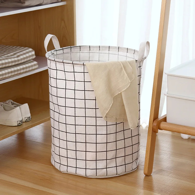 Laundry Basket Cotton Linen Foldable Laundry Hamper Waterproof Organizer  Bucket Clothes Toys Large Capacity Home Storage Basket