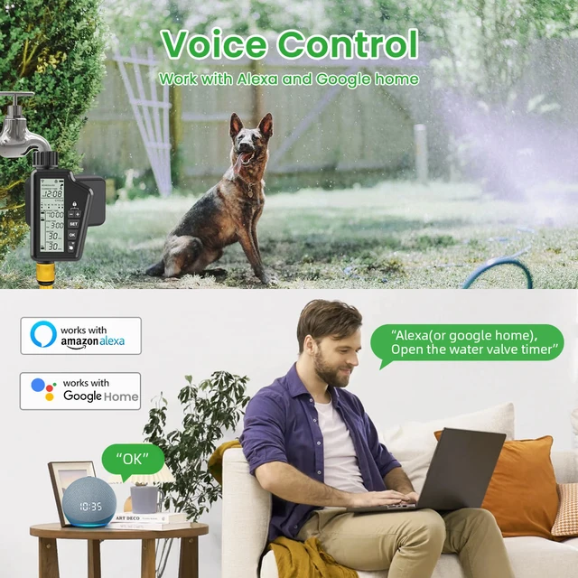 MIUCDA Tuya WIFI Smart Irrigation Water Valve Timer,Multifunctional,Smart Garden Watering Timer Compatible & Alexa Google Home 5