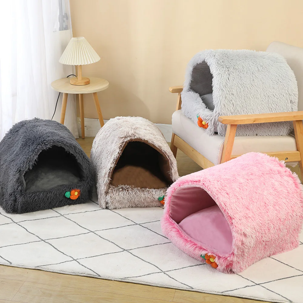 

Seasonal universal pet bed, semi enclosed cat nest, plush and warm pet house, dog bed, compressible cat bed，Cat litter,kennel