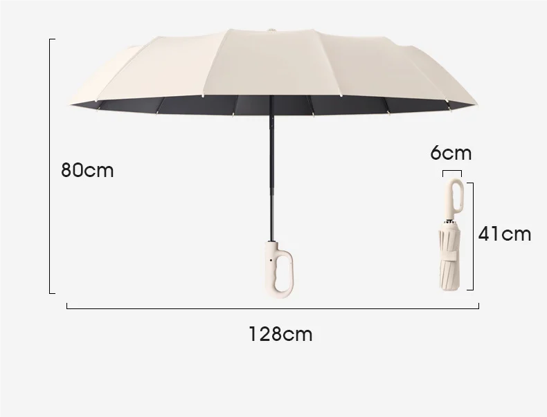 Extra Large 12-Bone Fully Automatic Folding Umbrella – Windproof Portable Rain Umbrella with Dual-Use Reverse Design & Black Glue UV Protection