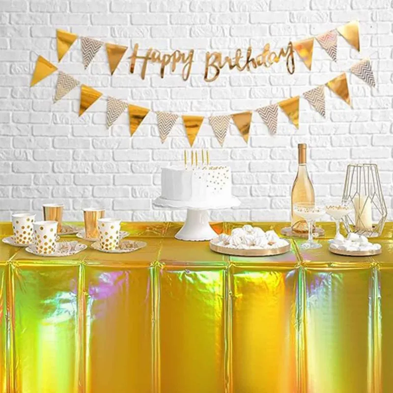 

Plastic Tablecloths Shiny Disposable Rectangle Table Covers Tablecloth Iridescent Party Decoration Birthday Bridal Wedding