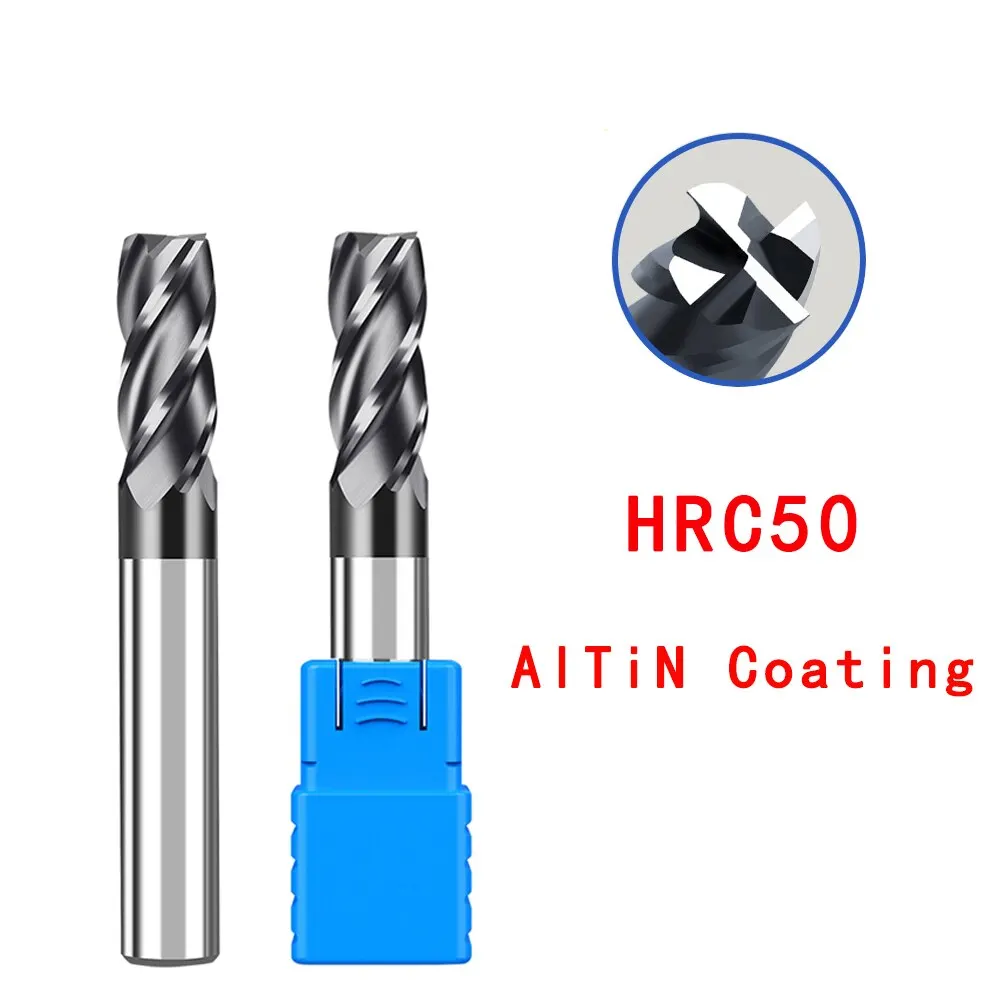 Carbide End Mill 4 Flutes HRC50 Carbide End Mill Alloy Carbide Milling Tungsten Steel Milling Cutter CNC Cutting Tools