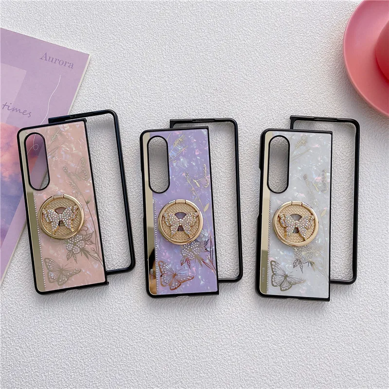 Z Fold4 Case Luxury Cute Bow Strass Holder Stand Custodia Per Telefono Samsung Galaxy Z Fold4 Case 5G Per Galaxy Z Fold3 Cover Fold3