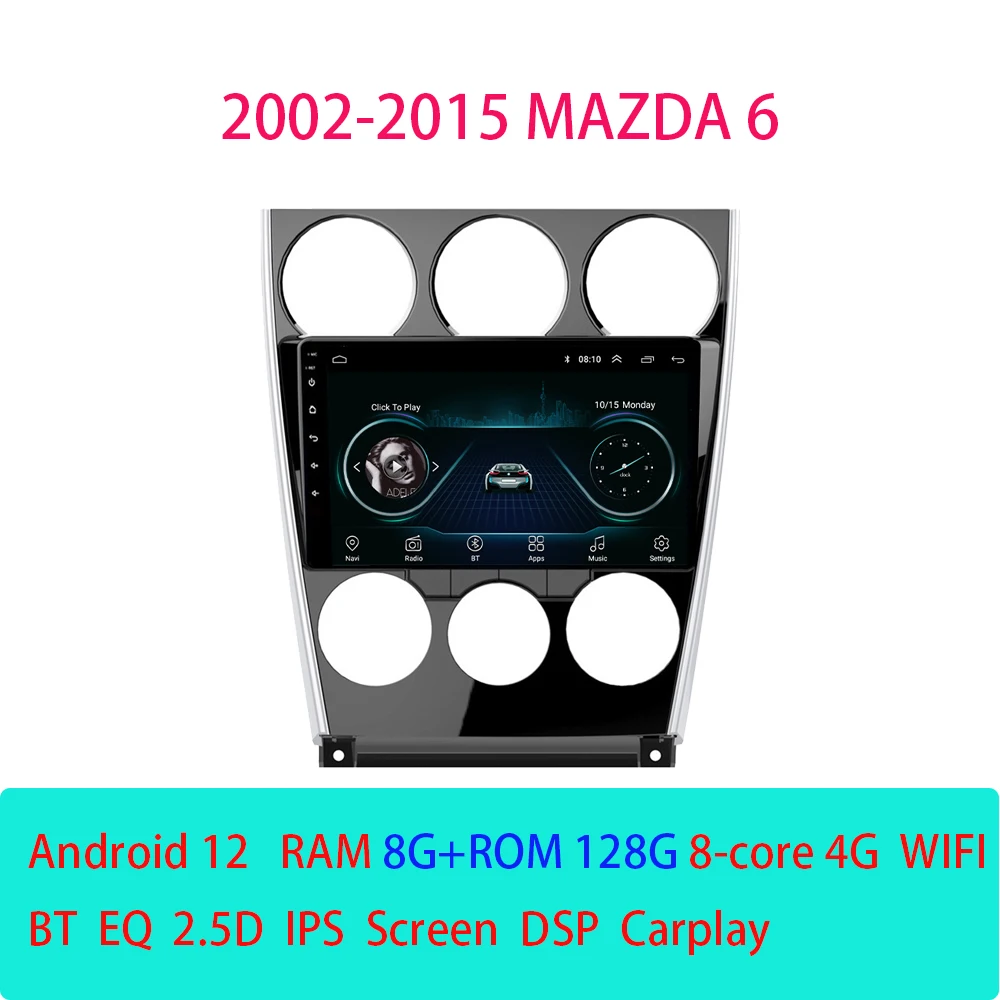 

V1pro AI Voice Android Auto Radio for Mazda 6 2002-2015 Carplay 4G Car Multimedia GPS autoradio
