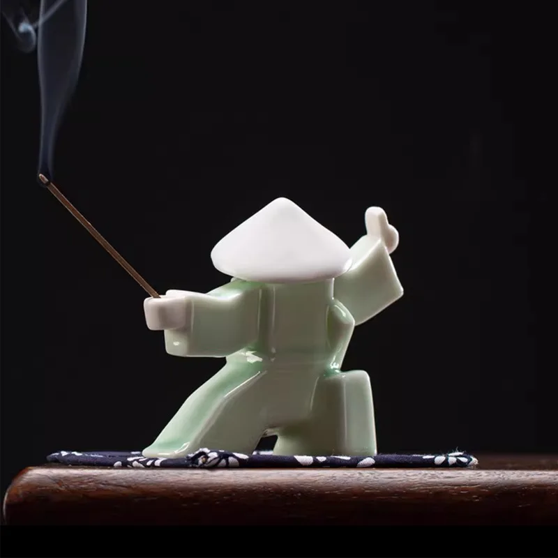Creative Ceramic Jianghu Warrior Incense Burner Ornament New Chinese Style Home Indoor Blocky Samurai  Sandalwood Incense Holder