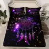 Dreamcatcher Fitted Sheet Boho Mandala Bedding Set with 2 Pillowcases Purple Dream Catcher  Bed Sheet Set Bedding Elastic Pocket 1