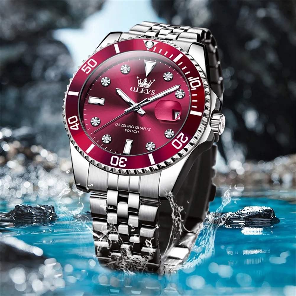 ساعة كوارتز أصلية مقاومة للماء من OLEVS 9809 للرجا...