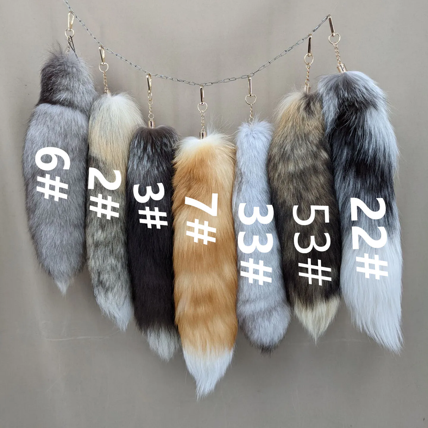 Luxurious Natural Fox Fur Tail Keychain - Chic Y2K Fashion Accessory, 40 cm