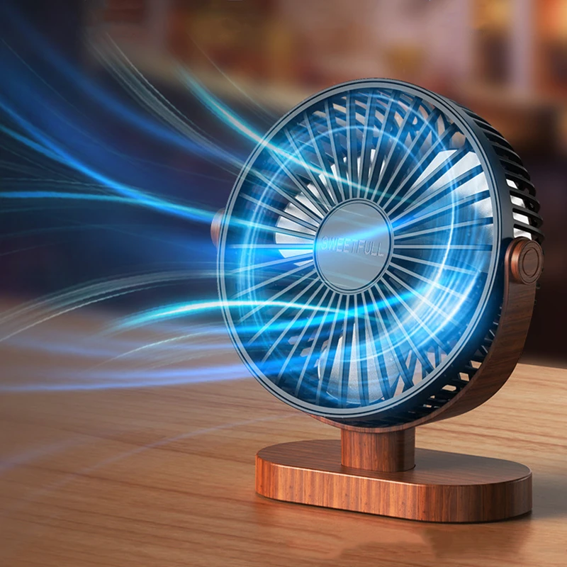 Xiaomi Home Office Room Silent Desktop USB Air Cooling Fan Wood Grain 360ยฐ Rotation 3 Gear Adjusted Air Conditioner Electric Fan