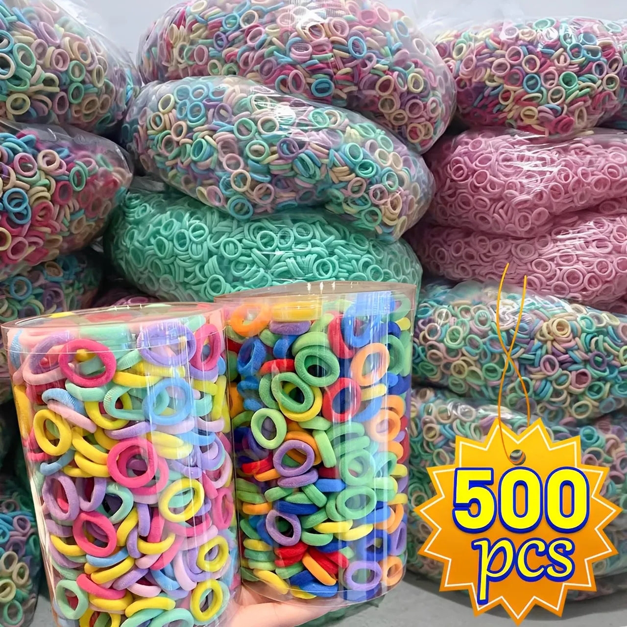 

500/300/100 шт. красочные базовые нейлоновые эластичные резинки для волос для девочек, резинки для хвоста, Детские Модные аксессуары для волос
