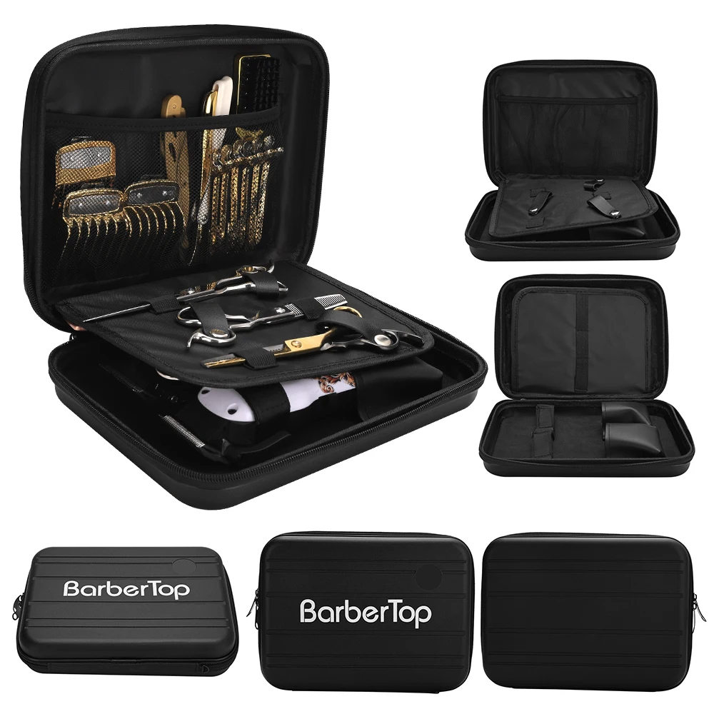 Professional Barber Shockproof and Waterproof Hair Scissors Case - Crush Resistant Tool Storage Box, Black and Red
