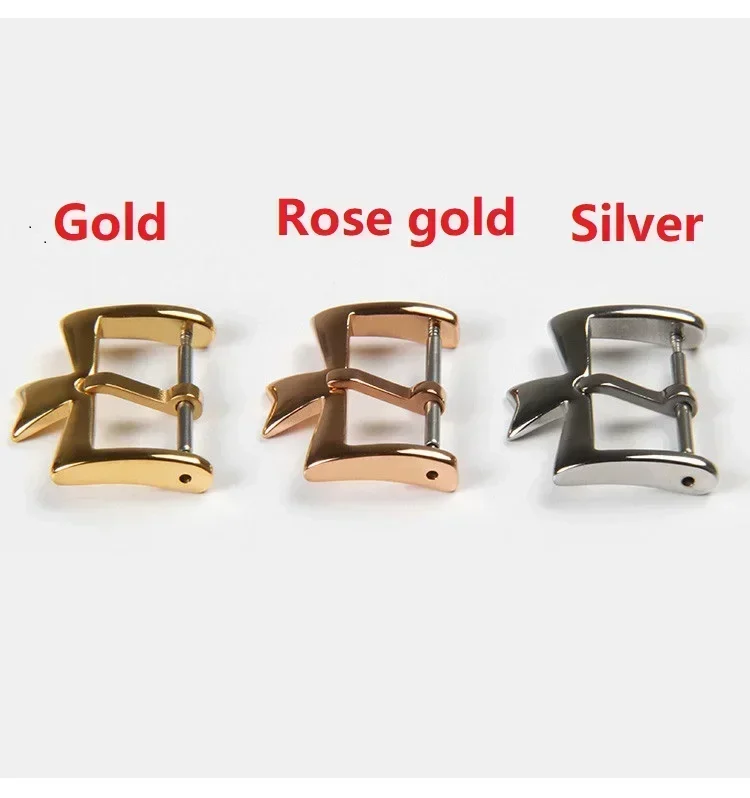 Elegant Stainless Steel Watch Clasp in Silvery, Golden, and Rose Gold Finishes