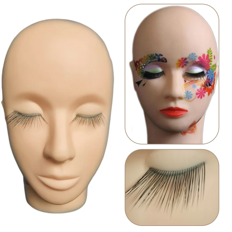 

Mannequin Silica gel Practice Head Eyelash Flat Head Silicone Practice False Eyelash Extensions Makeup Model Massage Training