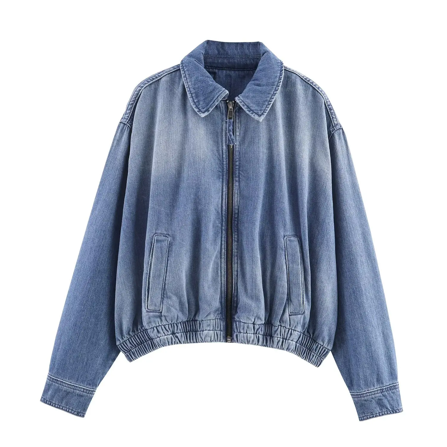 Women's Autumn Winter Casual Denim Jacket Coat Female Loose Zipper Short Outwear Daily Commuting Jackets Streetwear