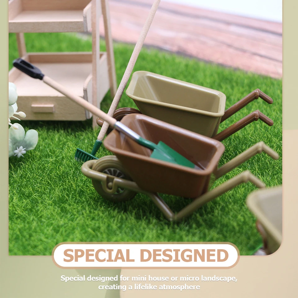 SUPVOX Mini Vintage Wheelbarrow For Dolls House Iron