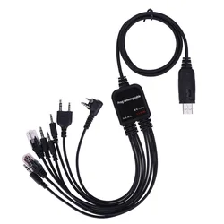 8 in 1 USB Programming Cable PTT Walkie Talkie Program Wire Lines for Baofeng Motorola AXU4100 AXV5100 Kenwood TYT QYT Radio