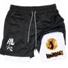 Anime Haikyuu 2 in 1 Compreesion Shorts for Men Gym Workout Running Volleyball Athletic Summer Performance Shorts with Pockets 4