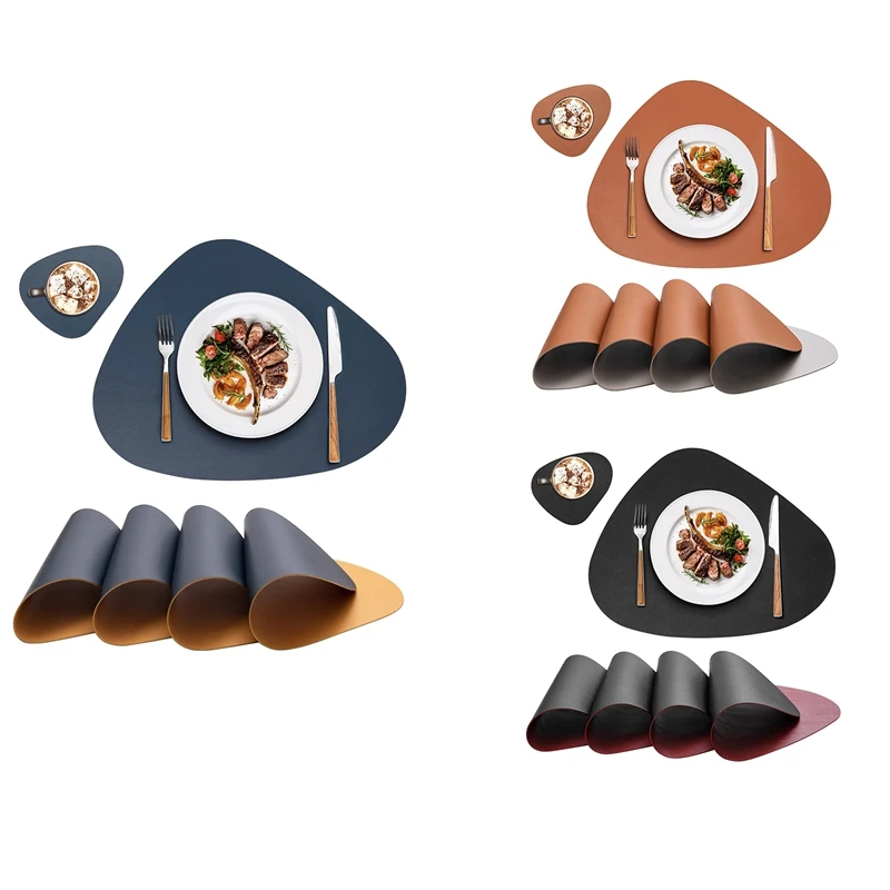 

Placemats And Coasters 4 Sets,Placemats,Washable Plastic Round,Table Decoration Dining Table, Placemats