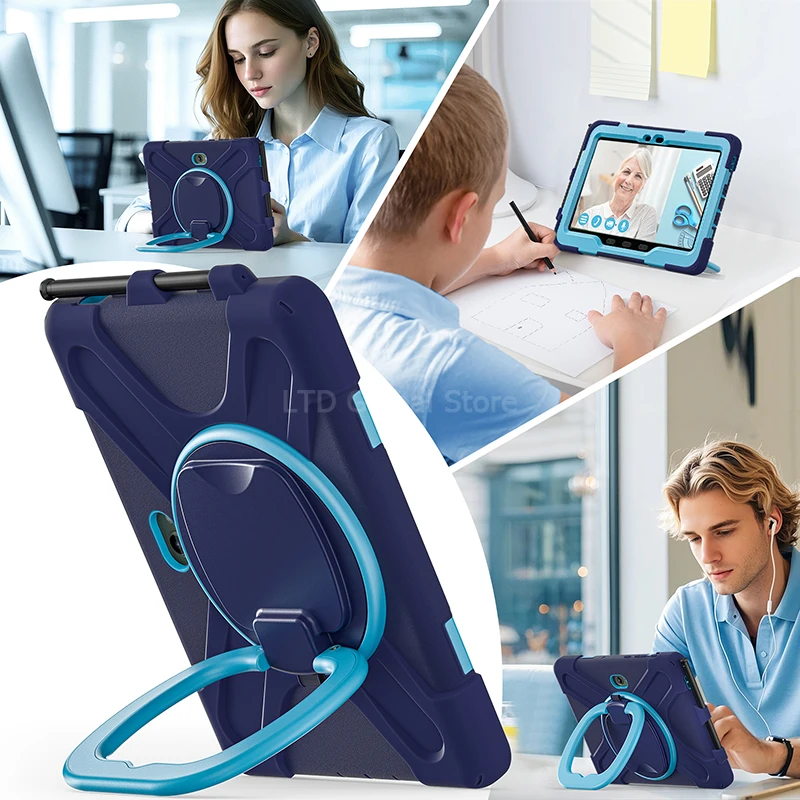 Rugged 360° Rotating Kickstand Tablet Case with Built-in Holder