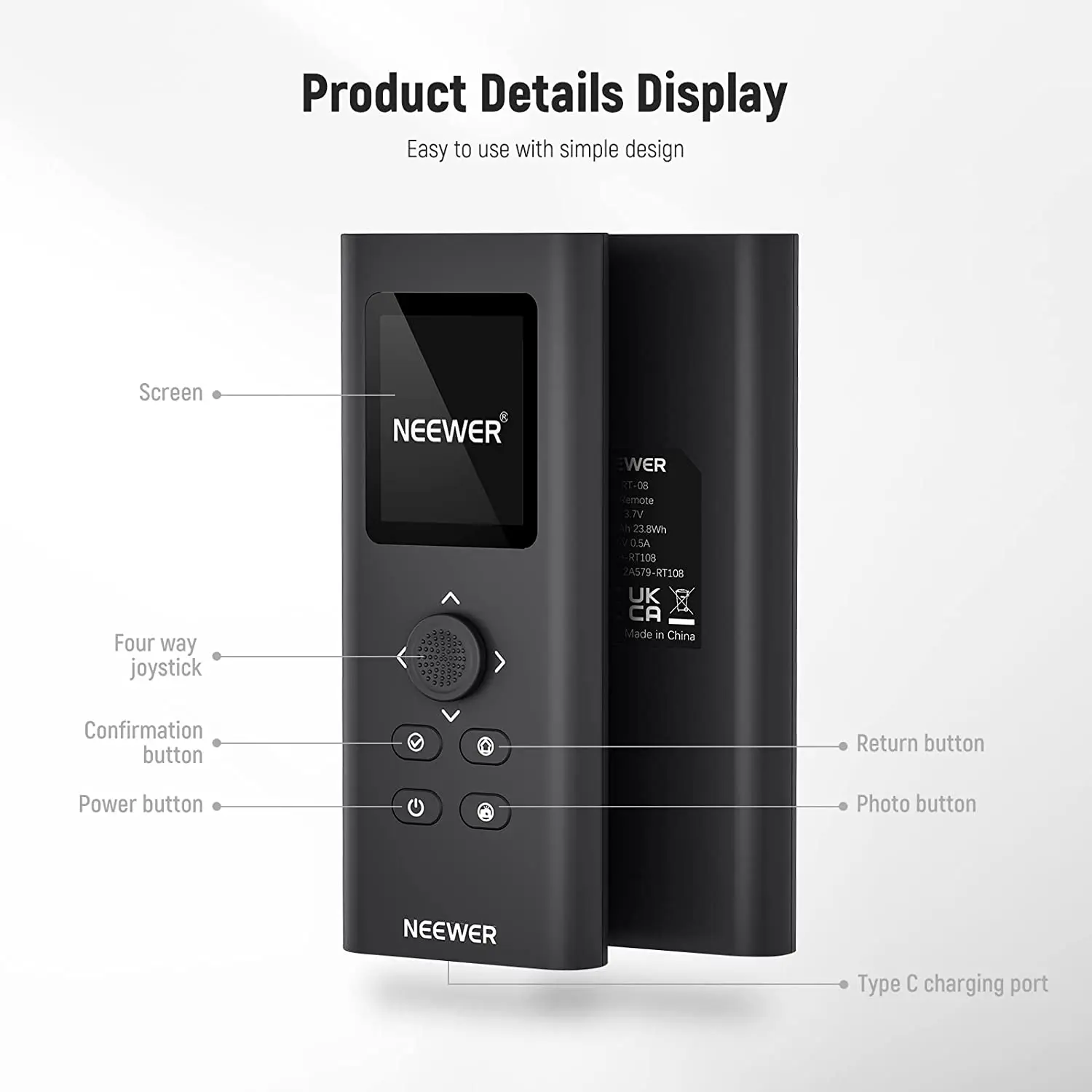 NEEWER Upgraded 2.4G Remote Control for Motorized Camera Slider, Support Video Mode, Time Lapse Photography for Carbon Fiber