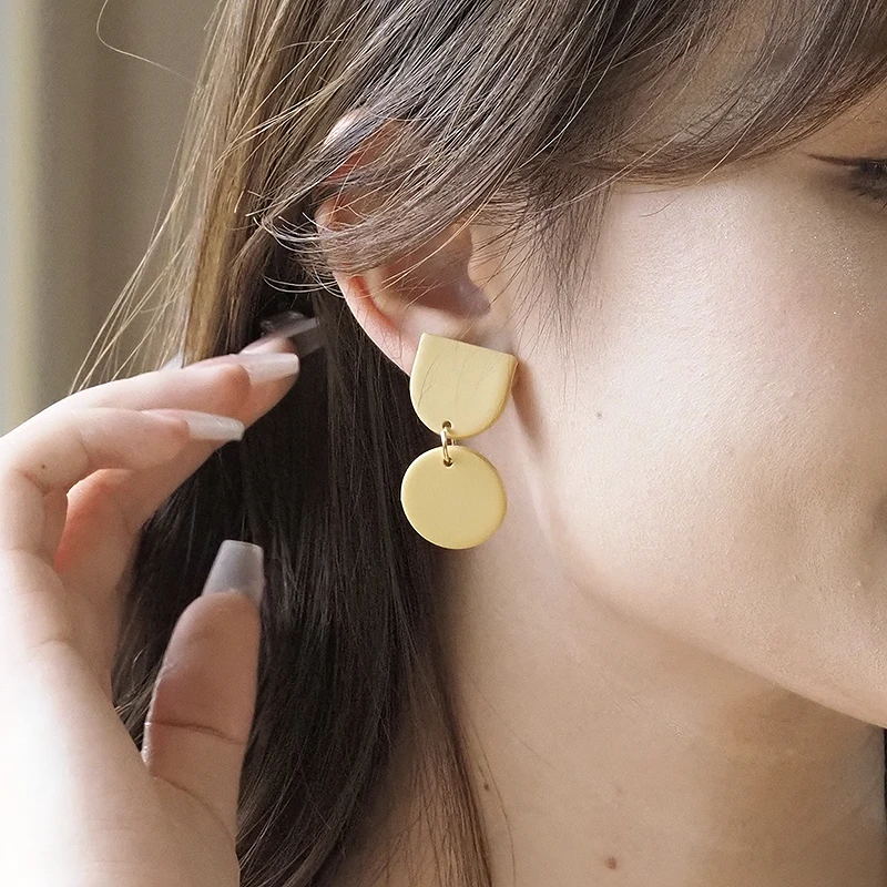 Trendy Earrings Brass Geometric Shapes Earrings for Women Handmade Polymer Clay Festival gifts Drop & Dangle Earring