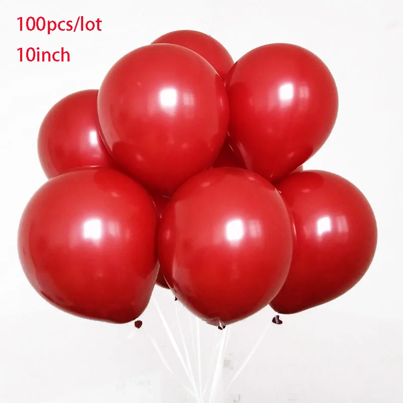 

100Pcs 10inch Latex Pomegranate Red Balloon Romantic Wedding Room Helium Balloons Colorful Confession Birthday Party Decoration