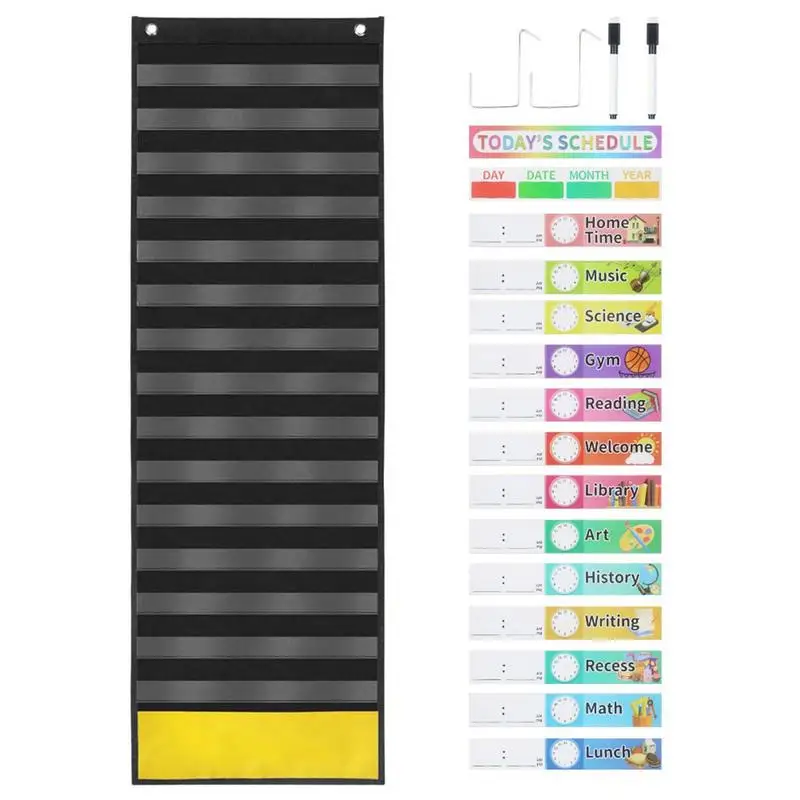 

Daily Schedule Pocket Chart School Classroom Home 151 Kids Calendar Hanging Bag Door Wall Mount Schedule Pocket