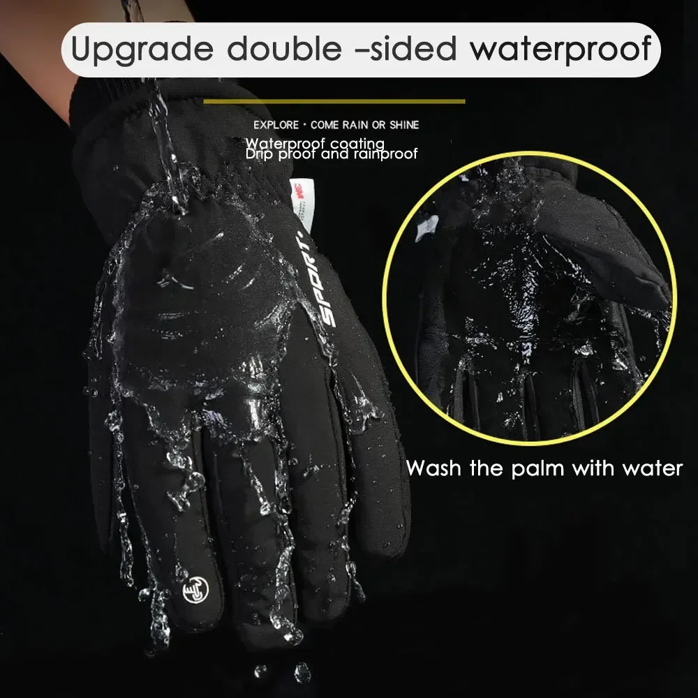 Men Winter Waterproof Cycling Gloves Outdoor Sports Running Motorcycle Ski Touch Screen Fleece Gloves Non-slip Warm Full Fingers cycling gloves