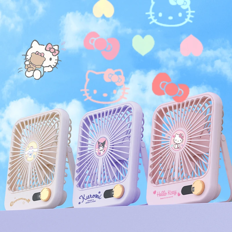 

Kawaii Sanrio Kuromi веер Hello Kitty аниме милый мультфильм общежитие офис портативный сильный ветер вентилятор Usb зарядка Игрушки для девочек Подарки