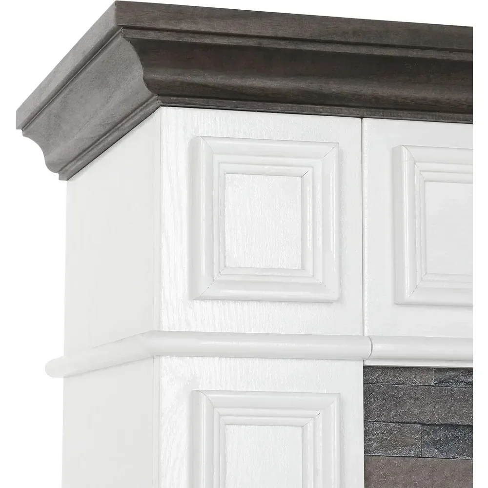 44 Inch LED Electric Fireplace with Fireplace, LED Effect and Stacked Stone Surround, Living Room Remote Timer 5