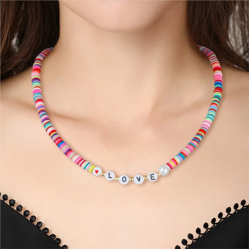 Collar de para mujer, Collar colorido de polímero, a mano, bohemio|Collares tipo AliExpress