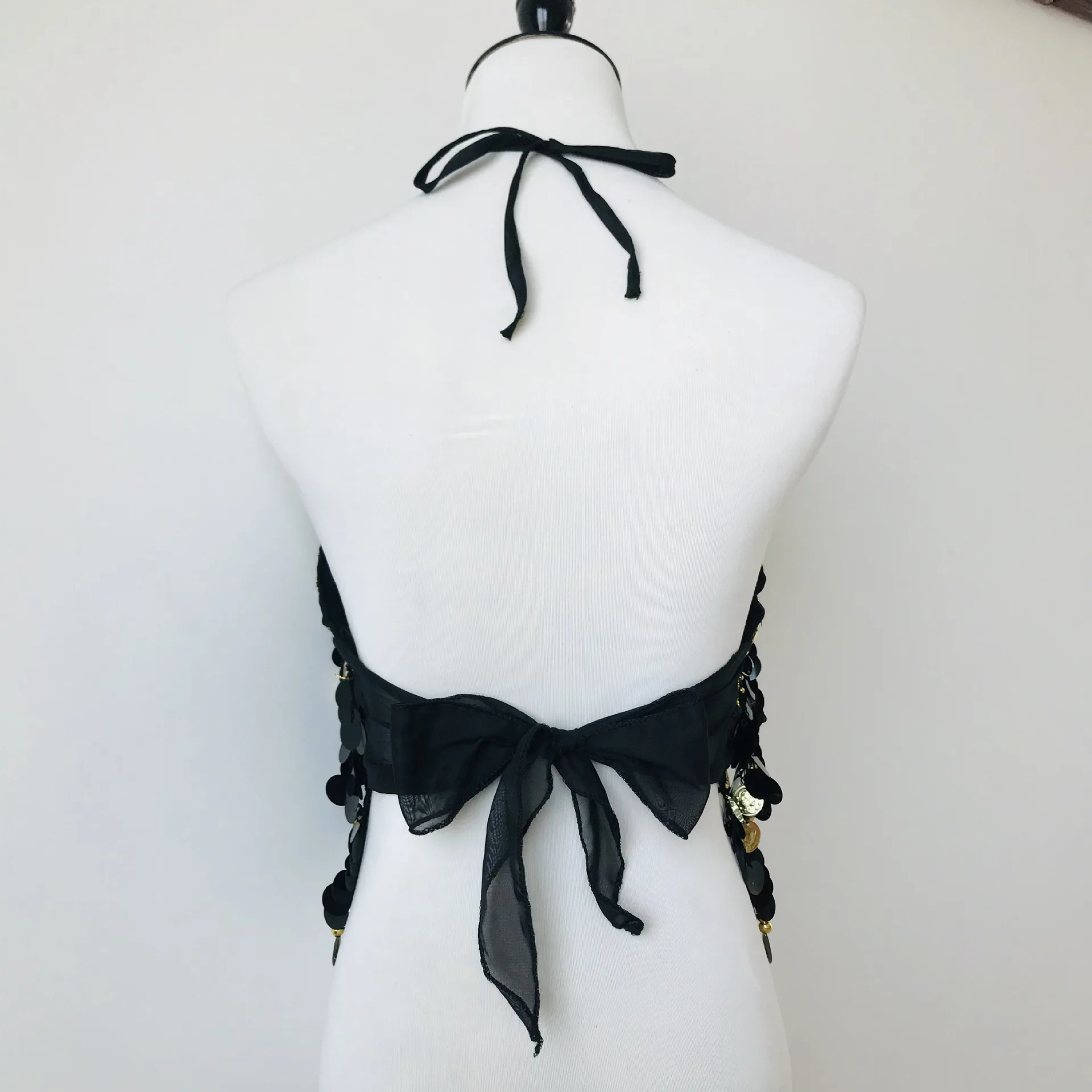 Sexy Pailletten farbige Diamant Neckholder Crop Top Bauchtanz Quaste Bandage Tank Top Riemchen rückenfrei Party Shinny Strand V-Ausschnitt Weste – Detail 16