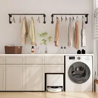 Industrial Pipe Clothes Racks 2 Pack, Black Pipe Wall Mounted Clothing Racks for Hanging Clothes 1