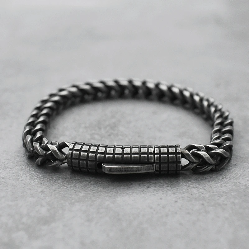 MaleVintageCubanBraceletMensCufflinkStainlessSteelHandmade