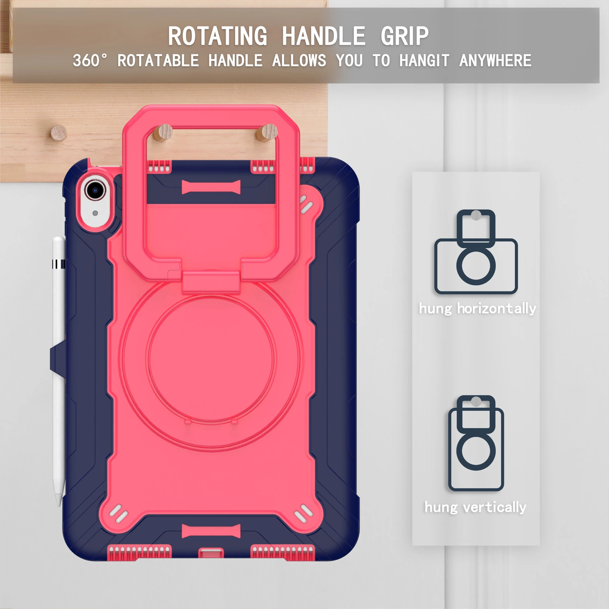 Durable Rotating Hand-Strap Stand Case with Reinforced Corners for Tablets