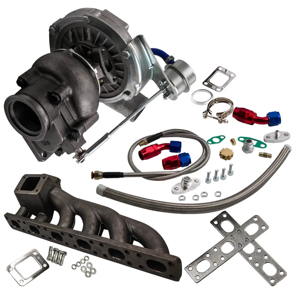 Interno Wastegate Turbo Kit Manifold, Turbocompressor T3, Linha de óleo para BMW E36 E46 E39 M50 M52