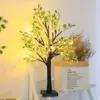 24 LED green leaf artificial birch light, battery operated decorative light for Christmas and holiday decoration 6