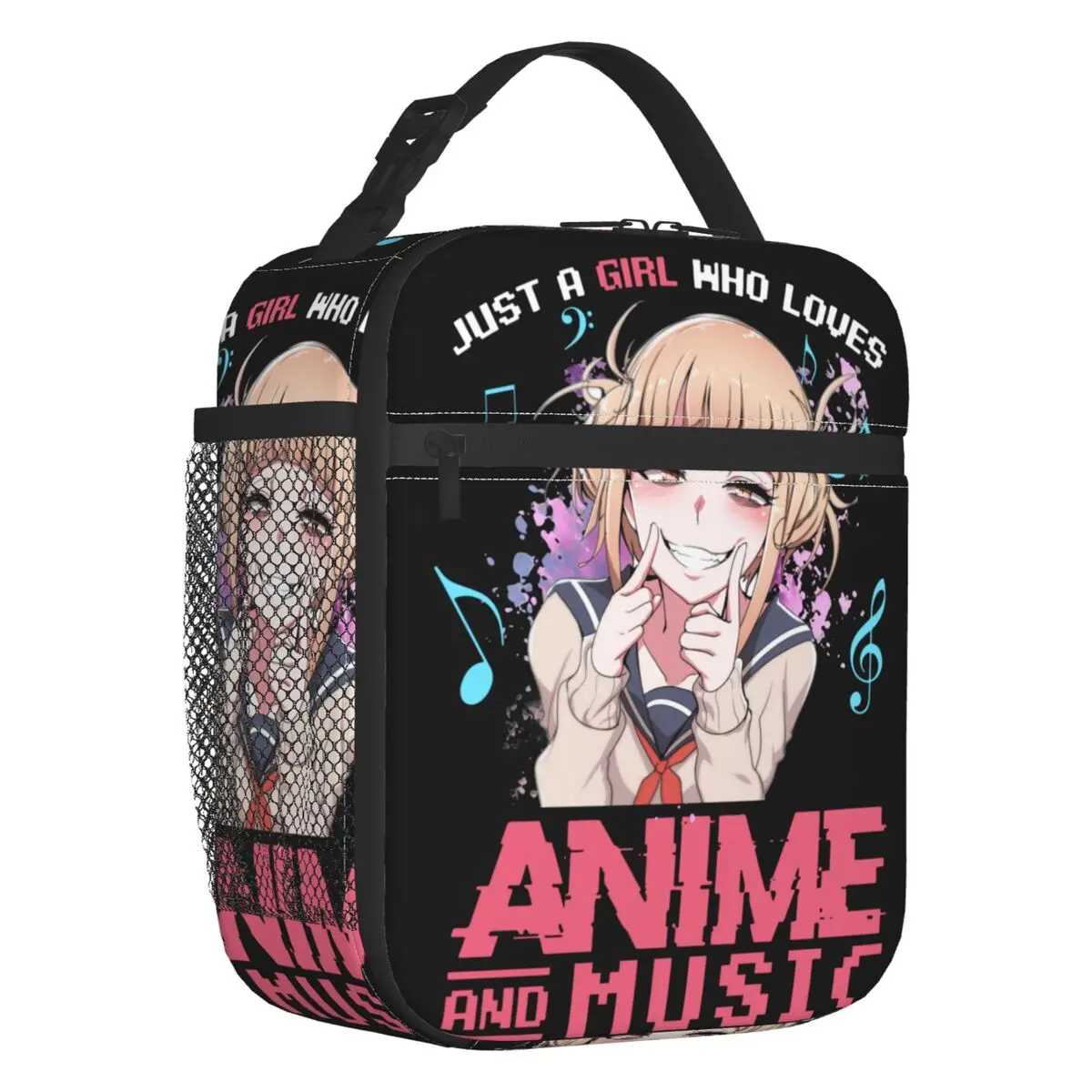 

Just A Girl Who Loves Anime Music Himiko Toga Insulated Lunch Bag Portable My Hero Academia Cooler Thermal Lunch Tote Beach