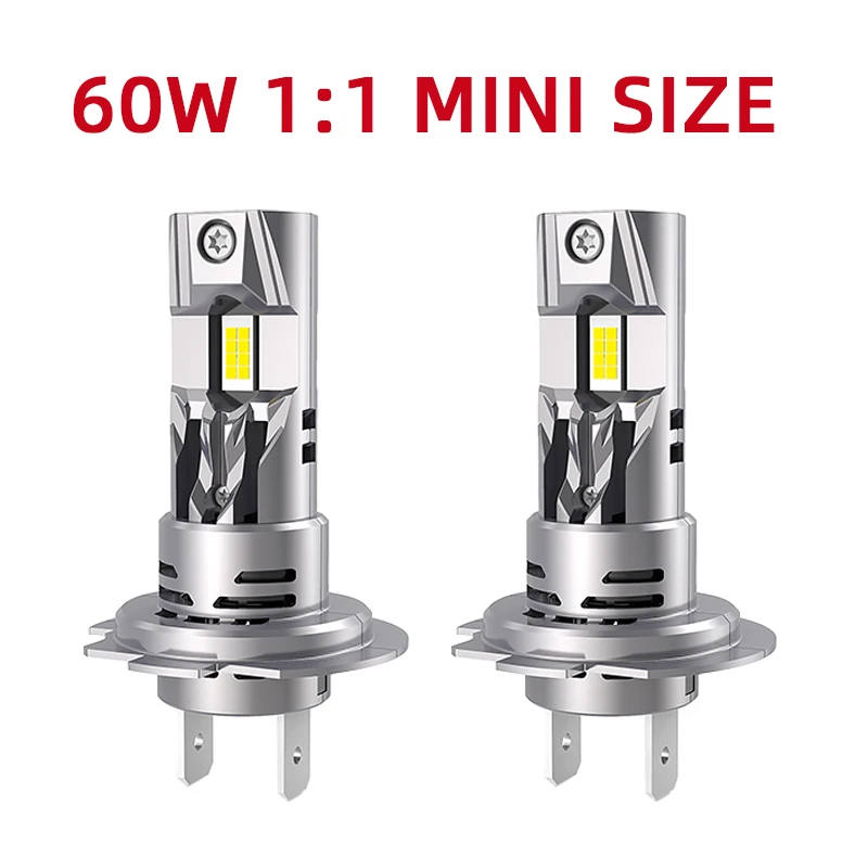 

2pcs 60W E4S H7 LED H18 Led Headlight Bulb 1:1 Mini Size LED Head Lamp CANBus Fog Light 6500K