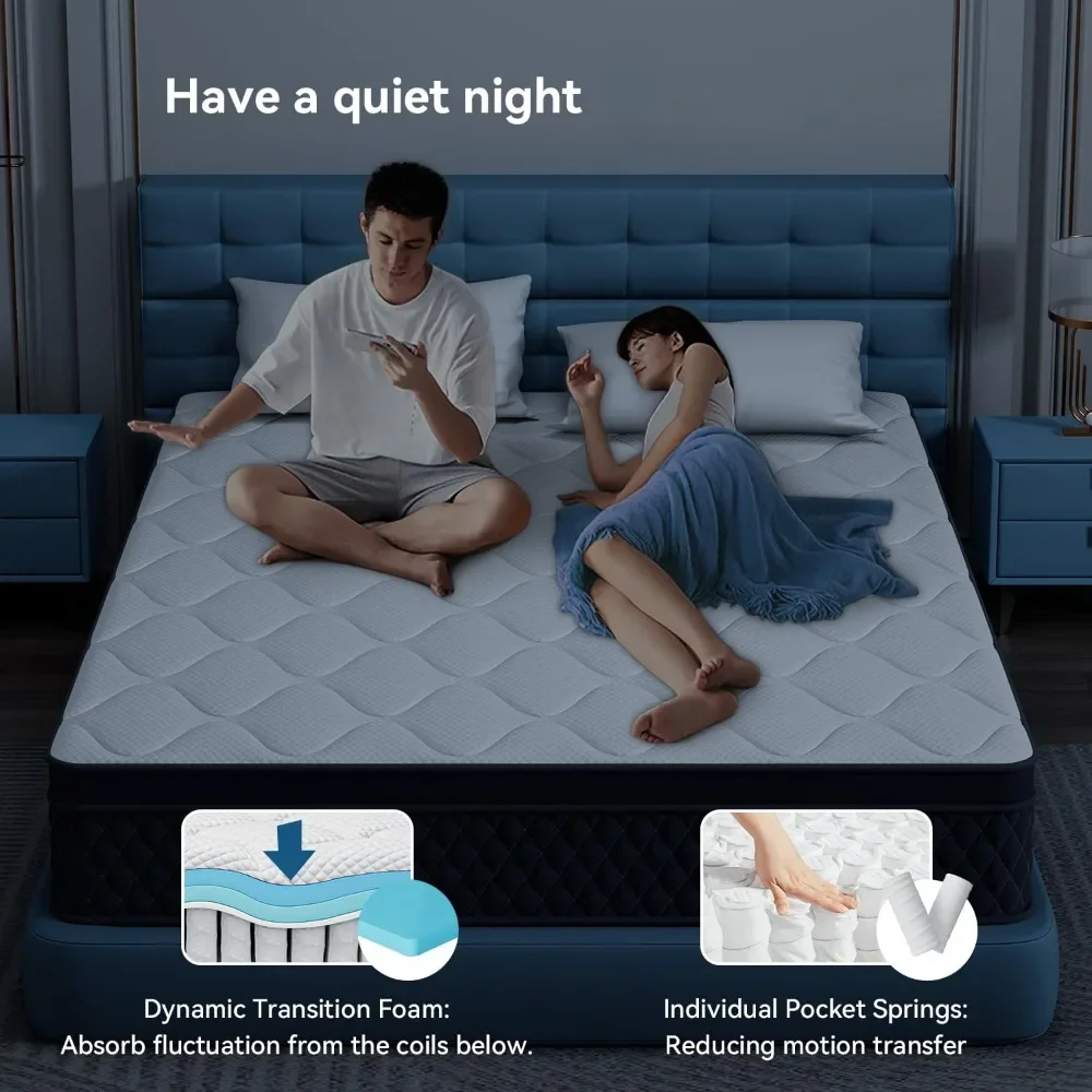 12 Inch Memory Foam Hybrid Mattress with Individually Pocketed Springs, Mattress in a Box 6