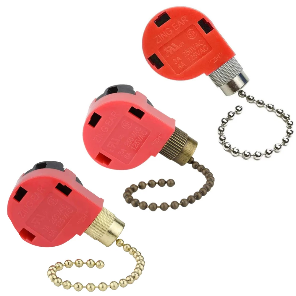 Ceiling Fan Switch 125/250V 3/6A 3 Speed 4 Wire Fan Pull Chain Switch