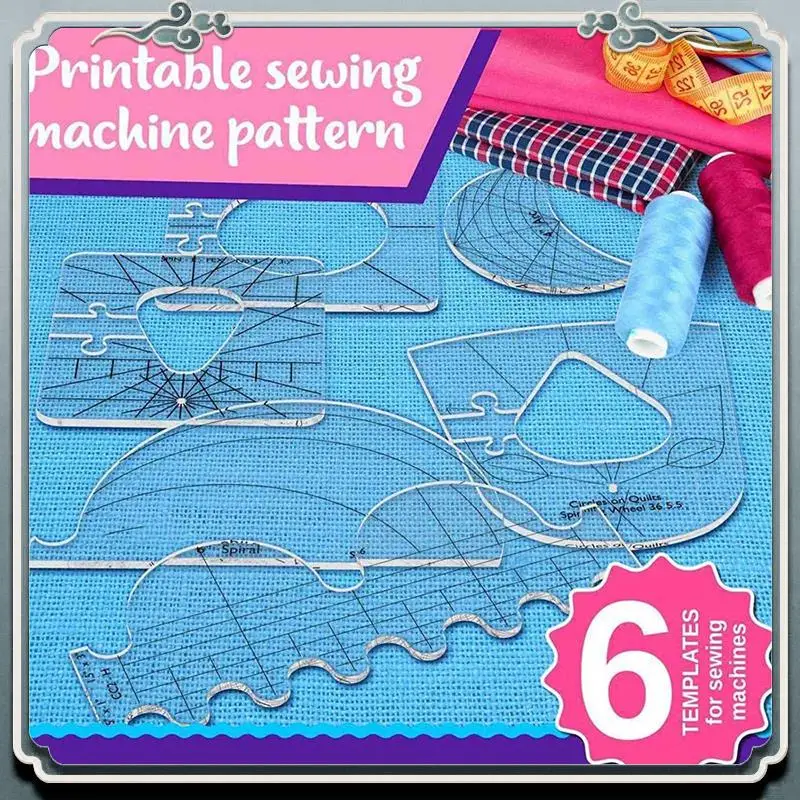 6Pcs Patchwork Ruler Quilting Tools Templates Set DIY Apparel Sewing Supplies Quilter Ruler Sewing Stencil Tool