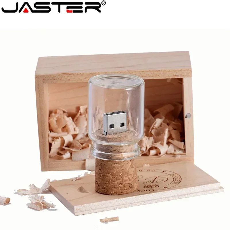 JASTER Message Bottle USB 2.0 Flash Drive, Glass Drift Bottle Wooden Cork Design, 64GB 32GB 16GB, Memory Stick Gift - Image 2