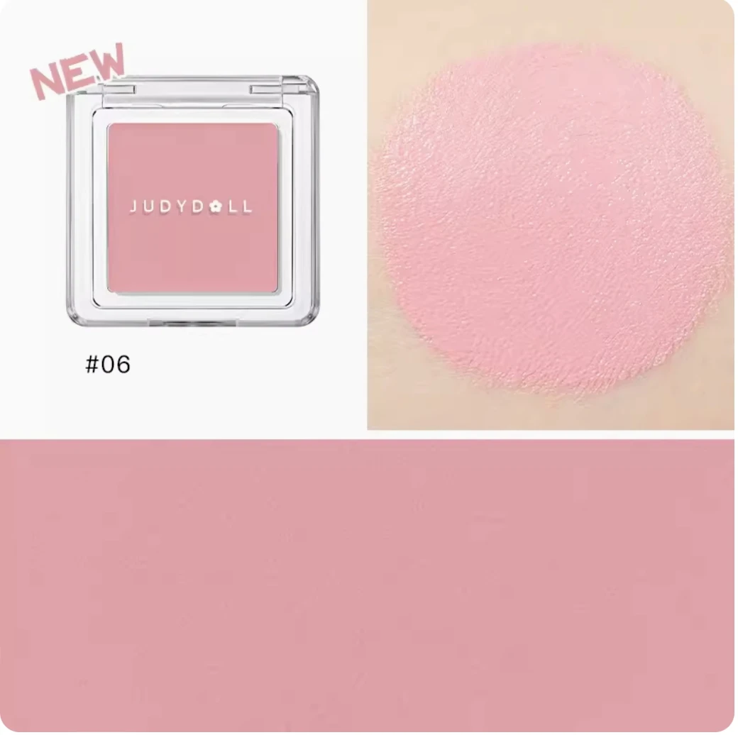 Judydoll Single Blush Portable Silky Cream Multipurpose Blusher Eyeshadow Nude Apricot Roasted Natural Brighten Skin Tone Makeup 6