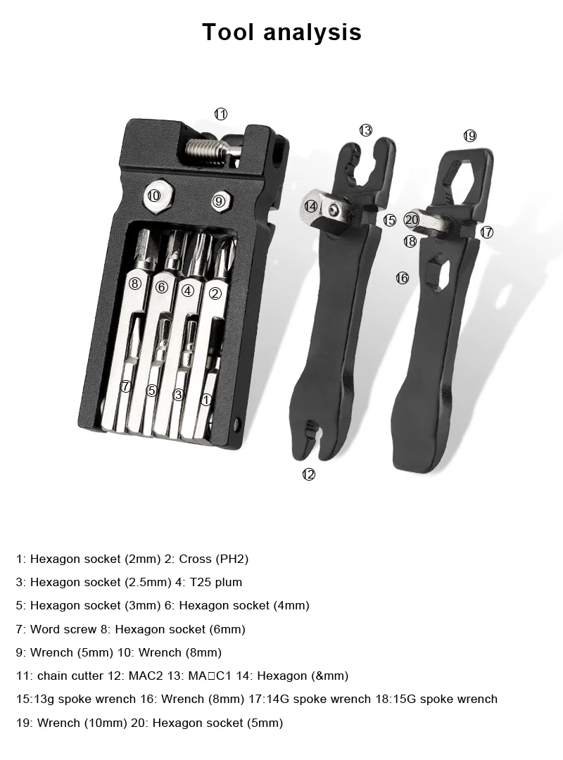 Foldable Multifunction Bike Repair Tool Kit with Chain Cutter and Screwdriver