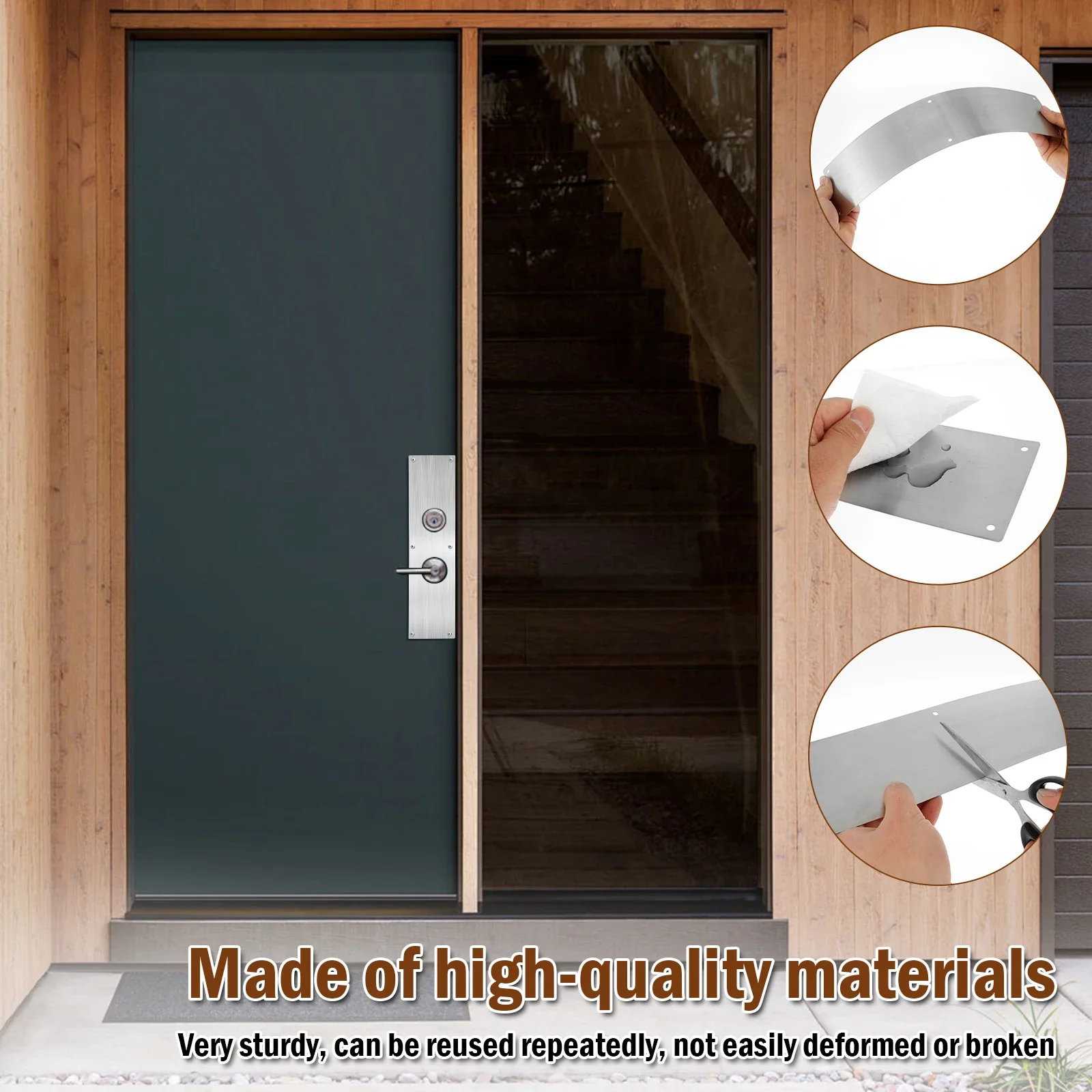 2PCS Stainless Steel Door Kick Plate 12 Screws Satin Kickplate Scratch Protection Interior Exterior Doors 4 x 16 Inch