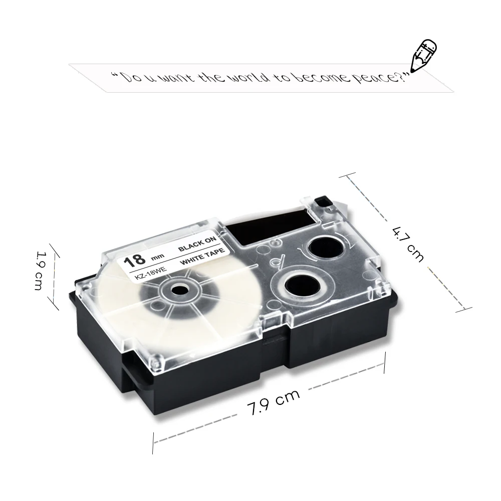K-Label Printer Tape Cartridge XR-18WE Compatible 18mm kl-820 kl